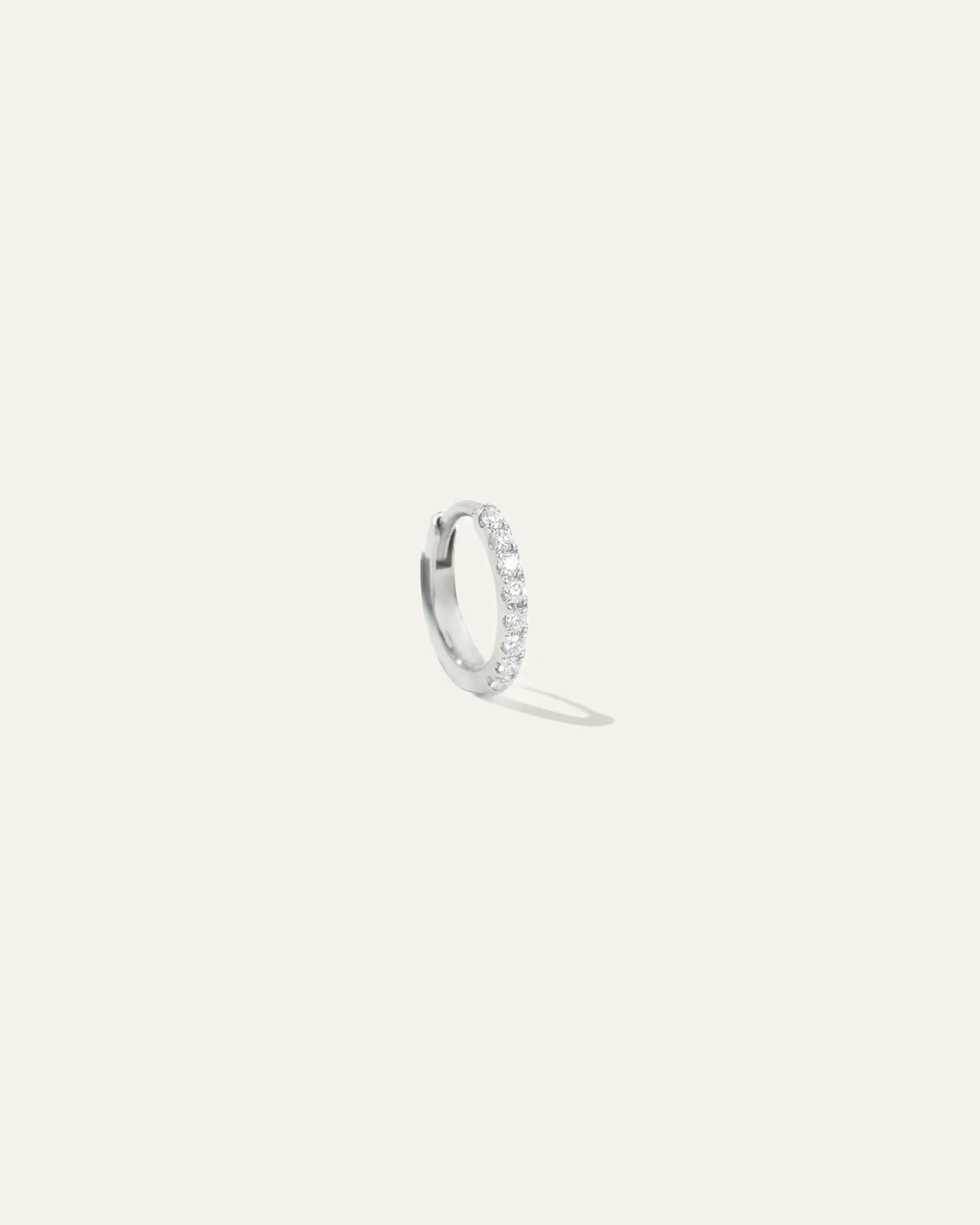 14K Gold Pave Diamond Huggie Solo Hoop | Quince | Quince