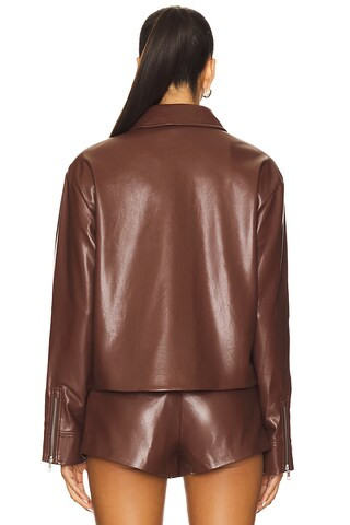 x REVOLVE Rapha Faux Leather Jacket in Chocolate Brown | Revolve Clothing (Global)