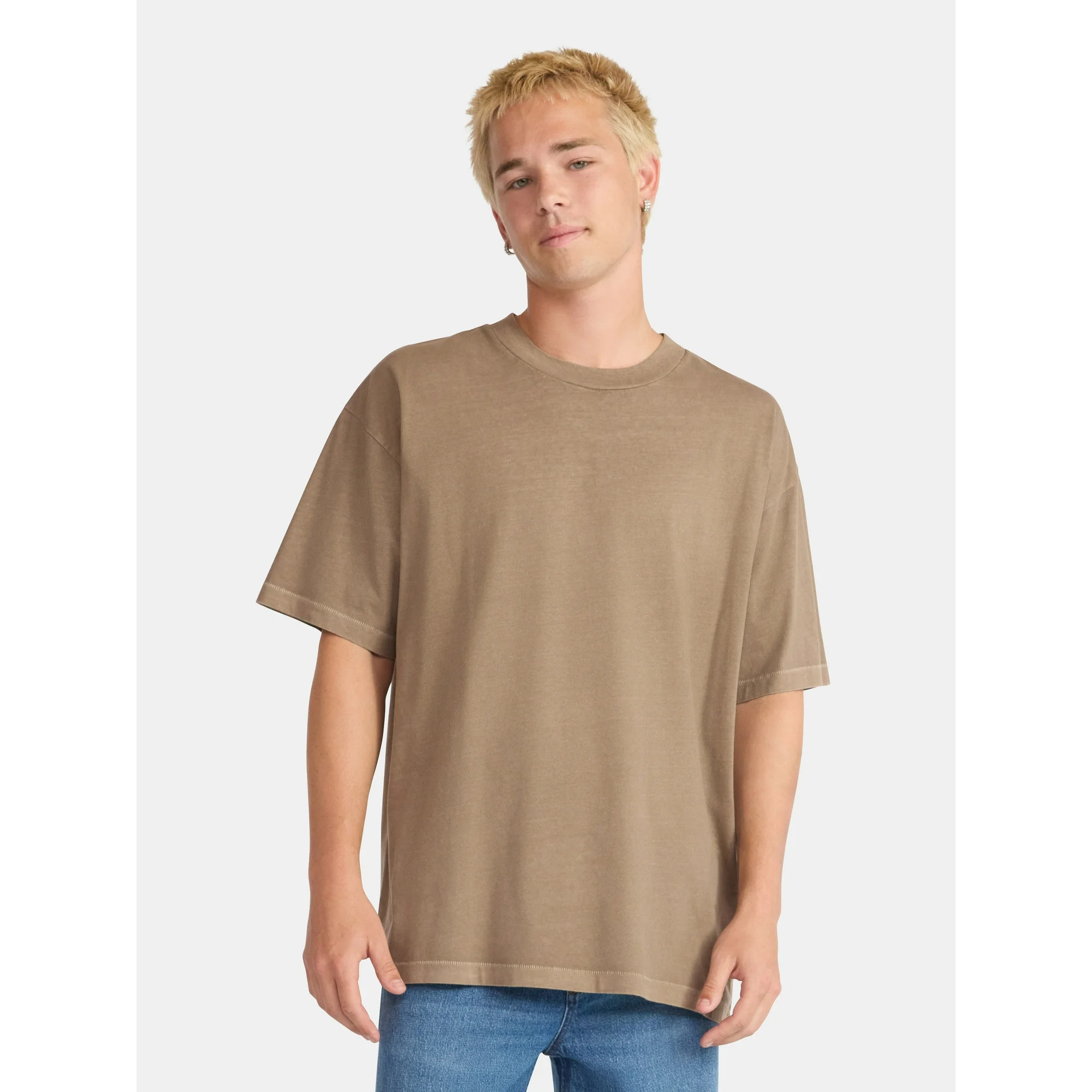 No Boundaries All Gender Cotton Oversize Tee with Short Sleeves, Men's and Big Men's | Walmart (US)