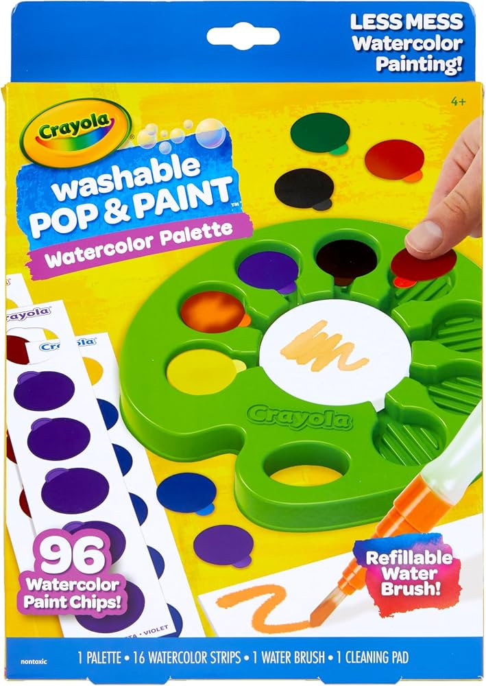 Crayola Watercolor Pop & Paint Palette, Washable Paint Kit, Less Mess Watercolor Paint Set for Ki... | Amazon (US)