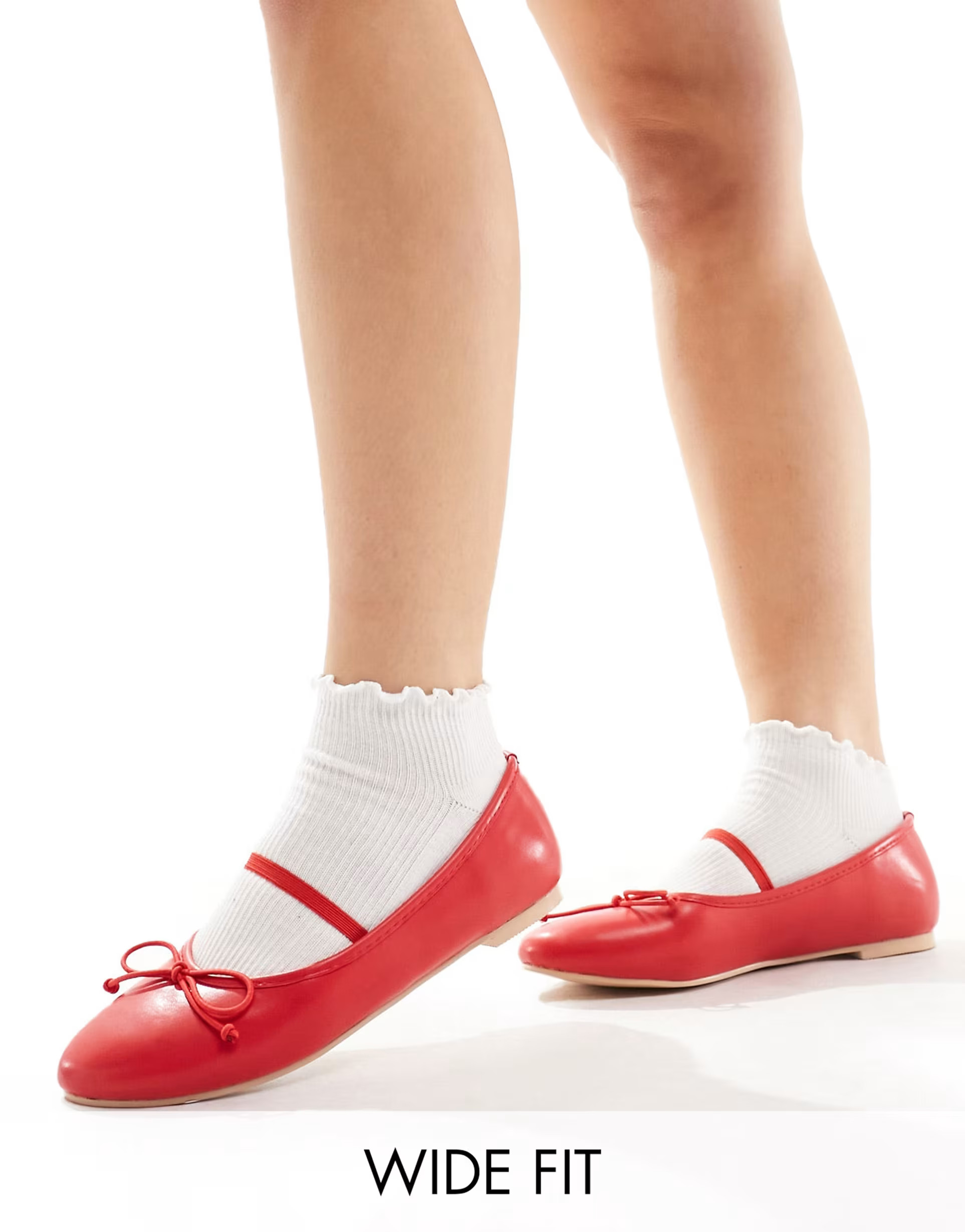 Public Desire Wide Fit Alexa ballet pumps in red | ASOS | ASOS (Global)