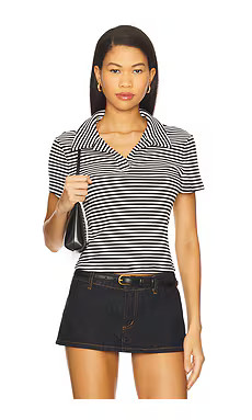 Lovers and Friends Adrian Polo Top in Black & White Stripe from Revolve.com | Revolve Clothing (Global)