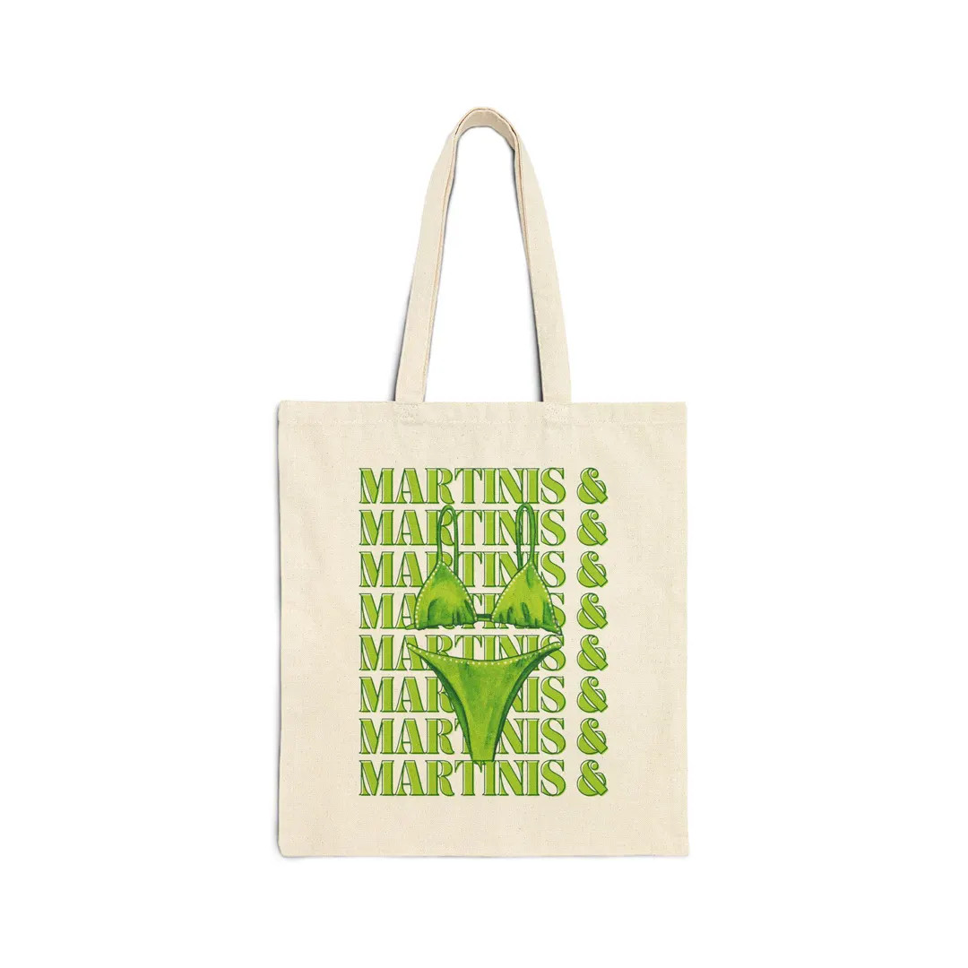 Copy of Martinis and Bikinis Cotton Canvas Tote Bag green, Bachelorette Party Goodie Bags, Bach P... | Etsy (US)