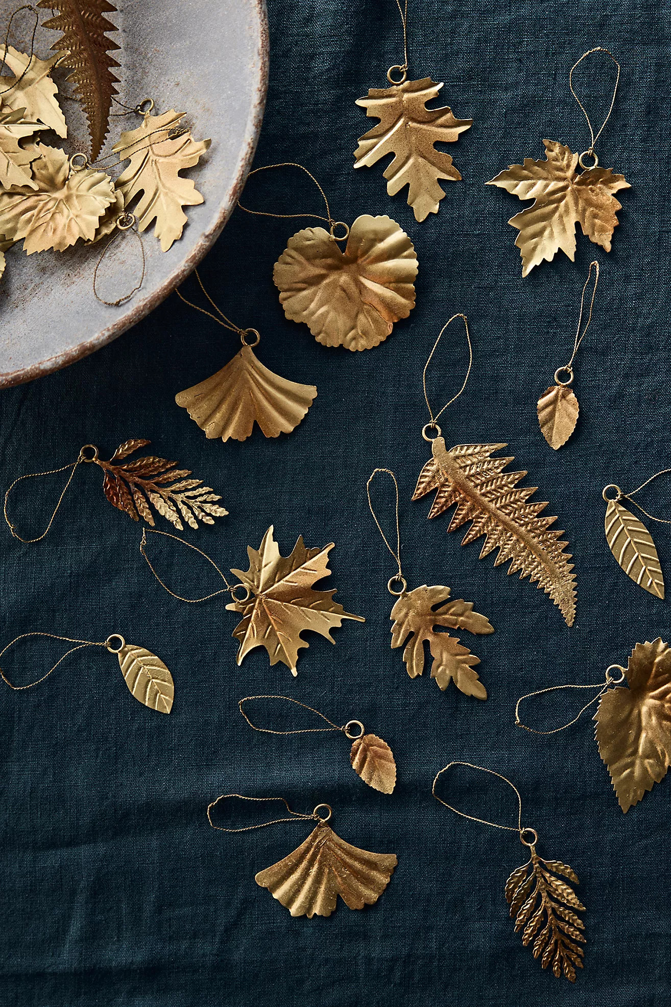 Leafy Brass Ornaments, Set of 24 | Anthropologie (US)