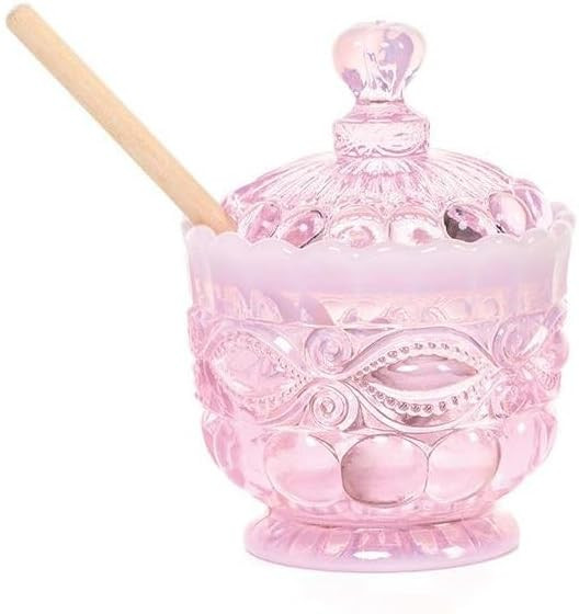 Honey Jar/Pot - Eyewinker "Eye Winker" Pattern - American Made - Mosser Glass USA (Pink Opalescen... | Amazon (US)