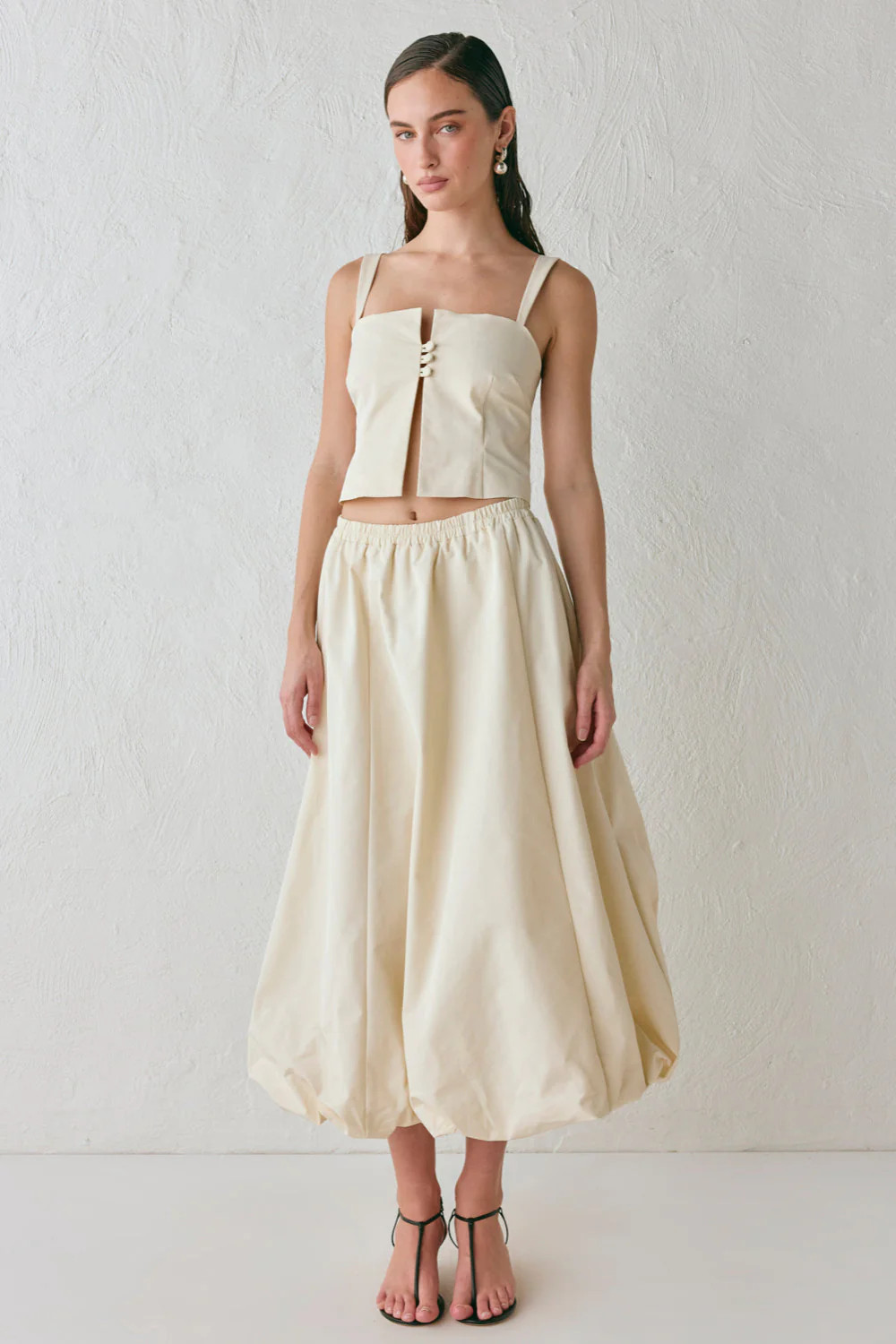 Sabrin Bubble Midi Skirt Cream | VRG Grl