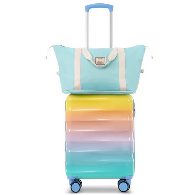 2PCS Luggage Sets, Lightweight Suitcases, Glossy Hardshell Luggage with Spinner Wheels, TSA Lock, Blue+Orange -ModernLuxe | Target