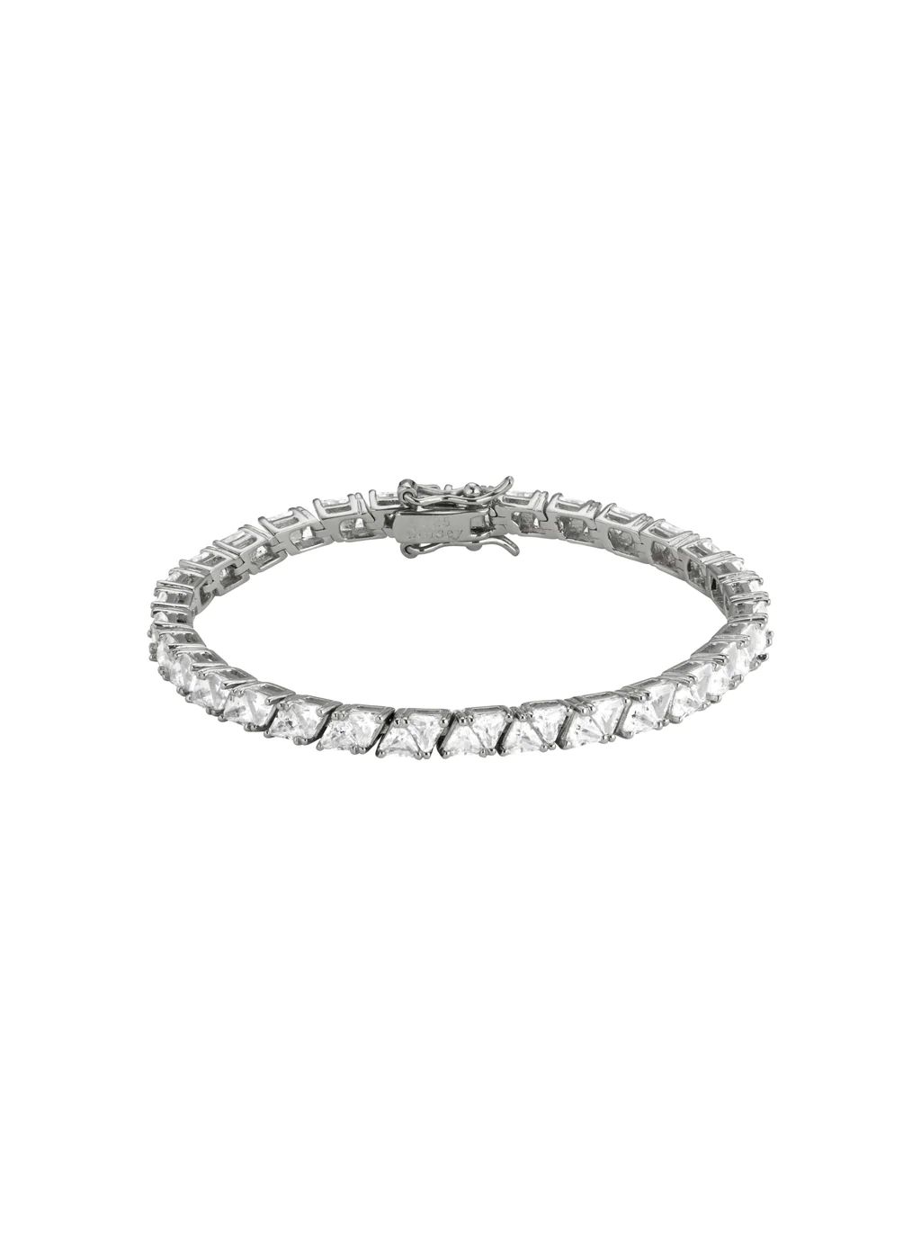 PETITE THEODORA DOUBLE TRILLION, LAB-GROWN WHITE SAPPHIRE SILVER RIVIERE BRACELET | Dorsey