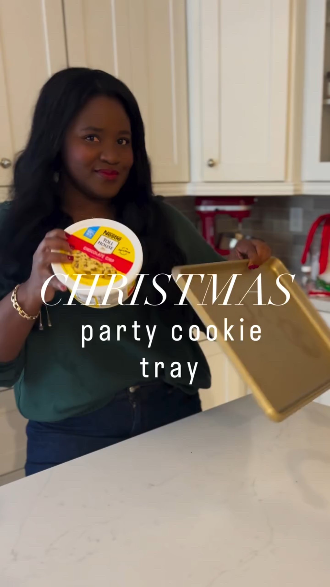 Bringing back the cookie party tray but with all the cute little Christmas sprinkles! 

This is the perfect thing to do this season with the kids, with cousins, with girlfriends or for your family! 

While you’re at the grocery store this week grab a couple tubs of cookie dough and have this idea ready to go this season! 

* 2-36oz tubs of Chocolate Chip Cookie Dough
* Your Choice of Toppings and Candies 

1. Press cookie dough evenly into a greased 13x18 cookie sheet with a lip. 
2. With a knife score the cookie dough into 8 even sections.
3. Top each section with toppings and candies.
4. Bake at 350 degrees for 20-22 minutes or until dough is done.
5. Cool, cut, and enjoy!

Christmas, Christmas Party Ideas, Christmas Baking, Cookies, Christmas Activities 

#christmas #christmascookies #christmasparty