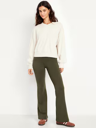 High-Waisted Fleece-Lined Flared Leggings | Old Navy (US)