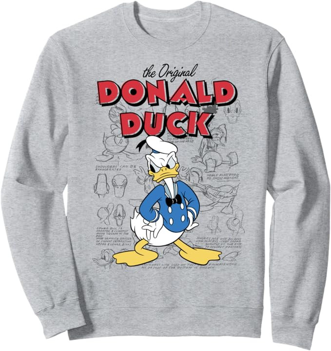 Disney Mickey And Friends Donald Duck Sketches Sweatshirt | Amazon (US)