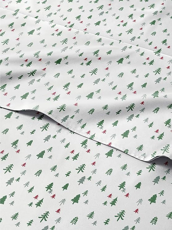 Queen Christmas Tree Sheet Set - Holiday Xmas Pattern Linen Set - Deep Pockets - Snug Fit - 4 Pie... | Amazon (US)