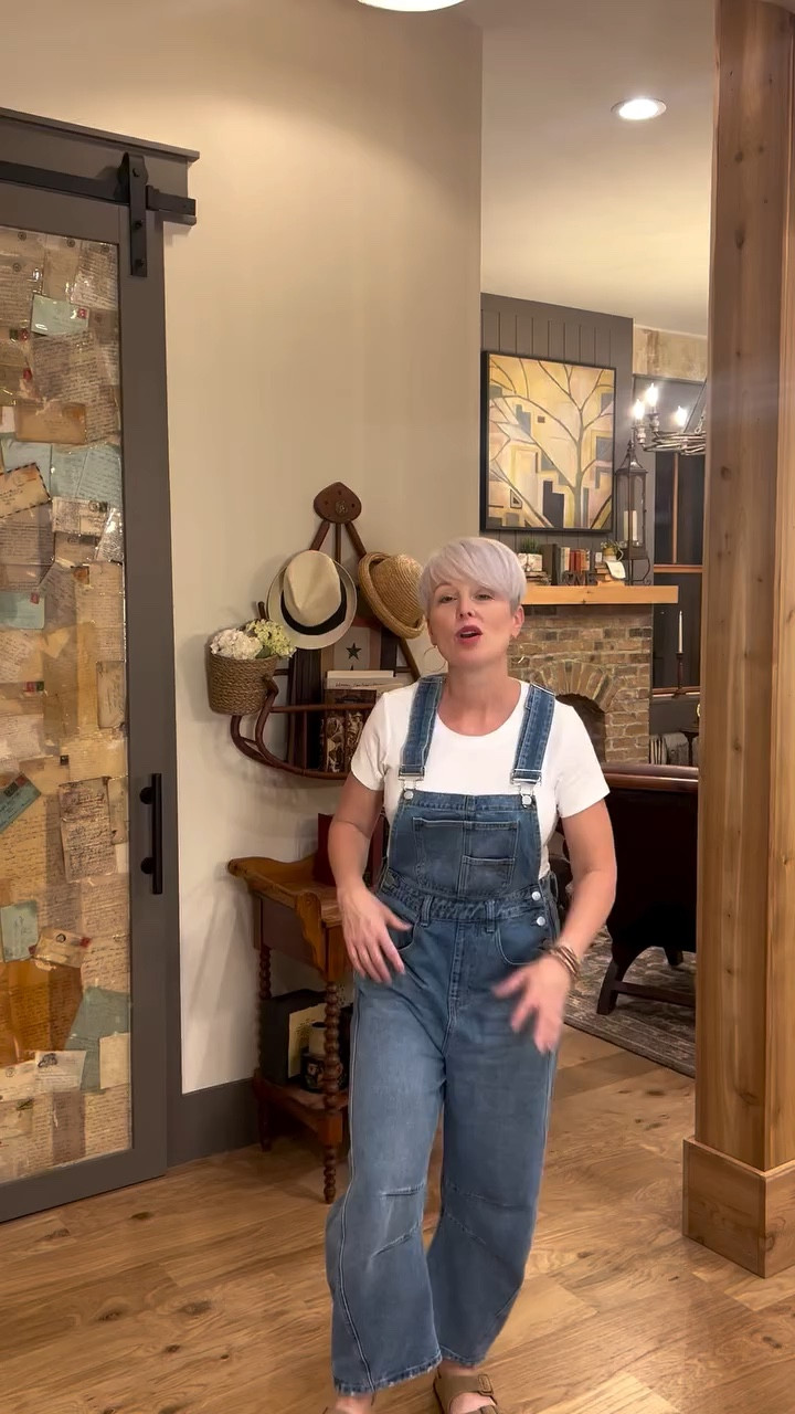 The barrel overalls! Free People “Look for Less” 😍I’ve been waiting so long and I do love them even if I feel like I need to get some boots with spurs! For real though they are freakin cuuuteeee!  Perfect for fall or Back to School! #barrelleg #overalls #rompers #casualstyle #casuallifestyle #casual #comfystyle  #fashionblogger #over50_style #over40 #momlife #lookforless 

#LTKBacktoSchool #LTKOver40