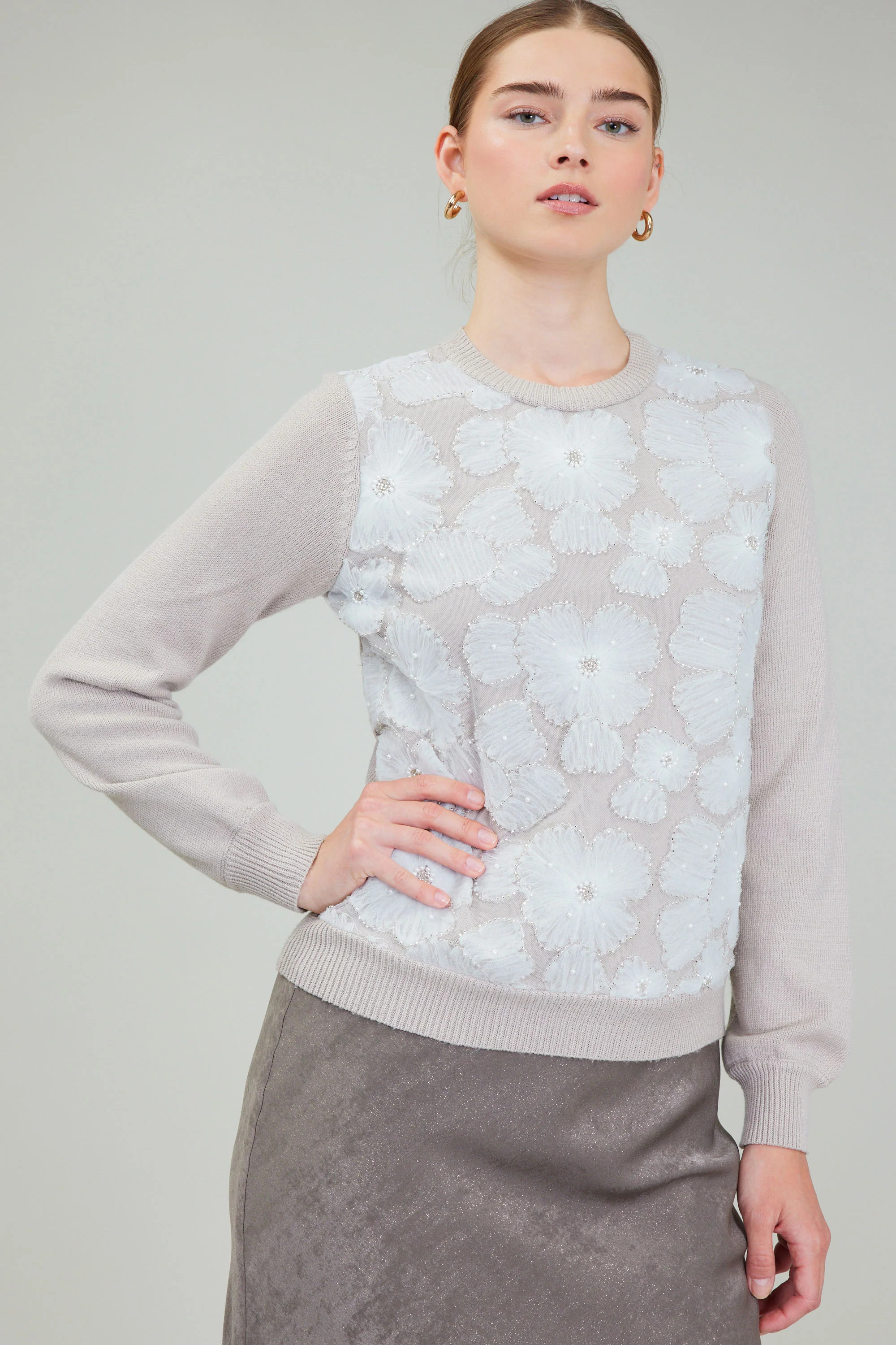 Floral Applique Sweater | Current Air