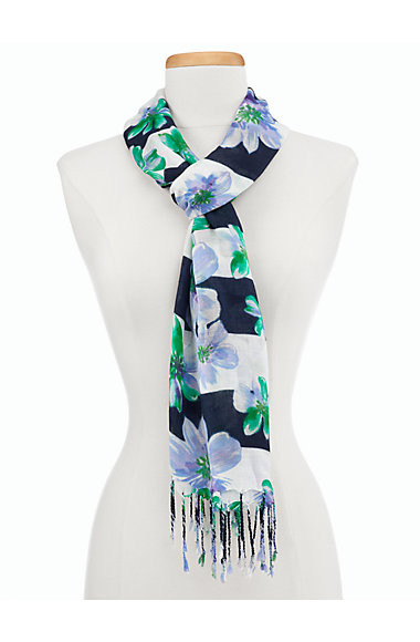 Orchids &amp; Stripes Scarf | Talbots