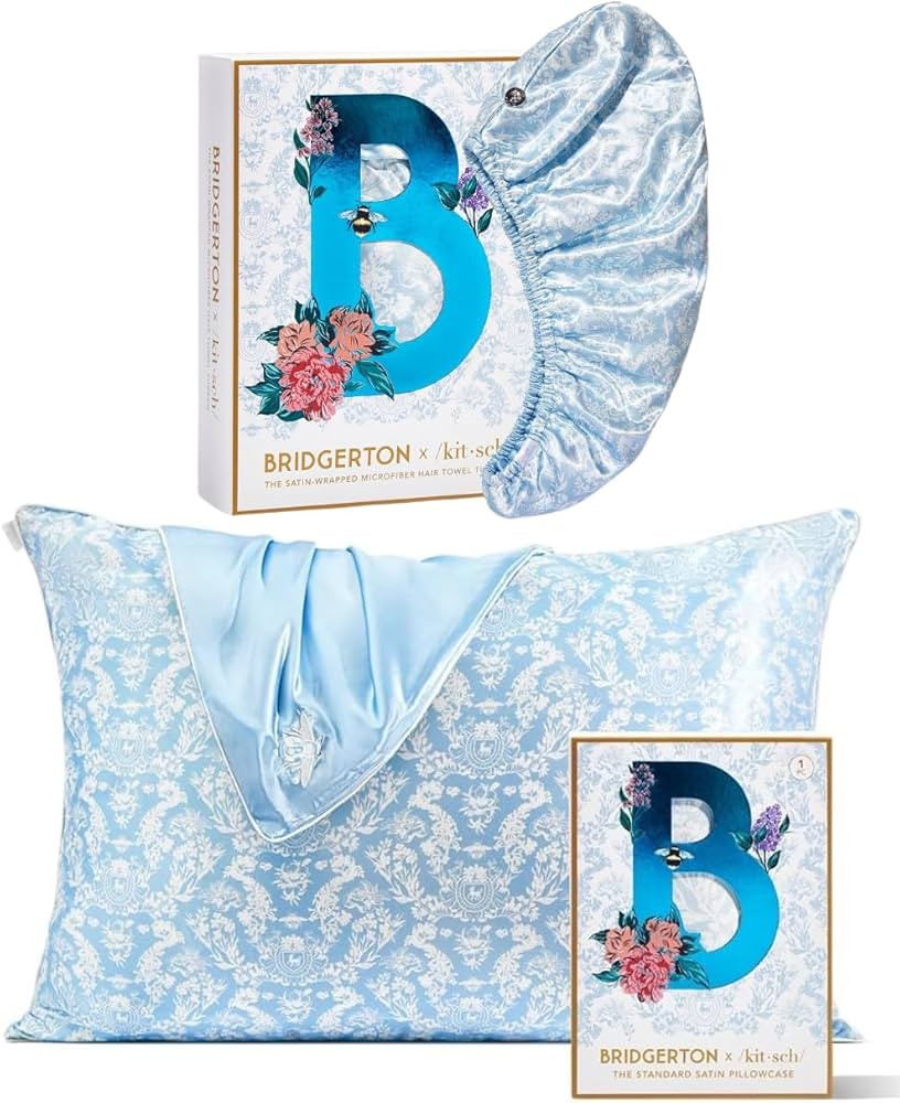 Kitsch Bridgerton x Satin-Wrapped Hair Towel and Satin Pillowcase (1pc, Queen) Bundle with Discou... | Amazon (US)