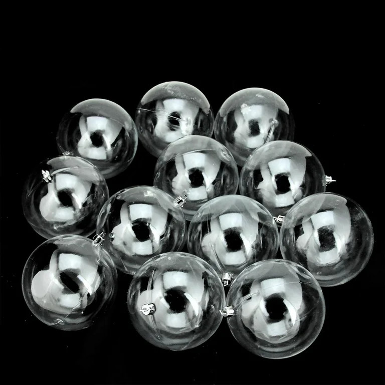 12ct Shatterproof Clear Christmas Ball Ornaments 4" (100mm) - Walmart.com | Walmart (US)