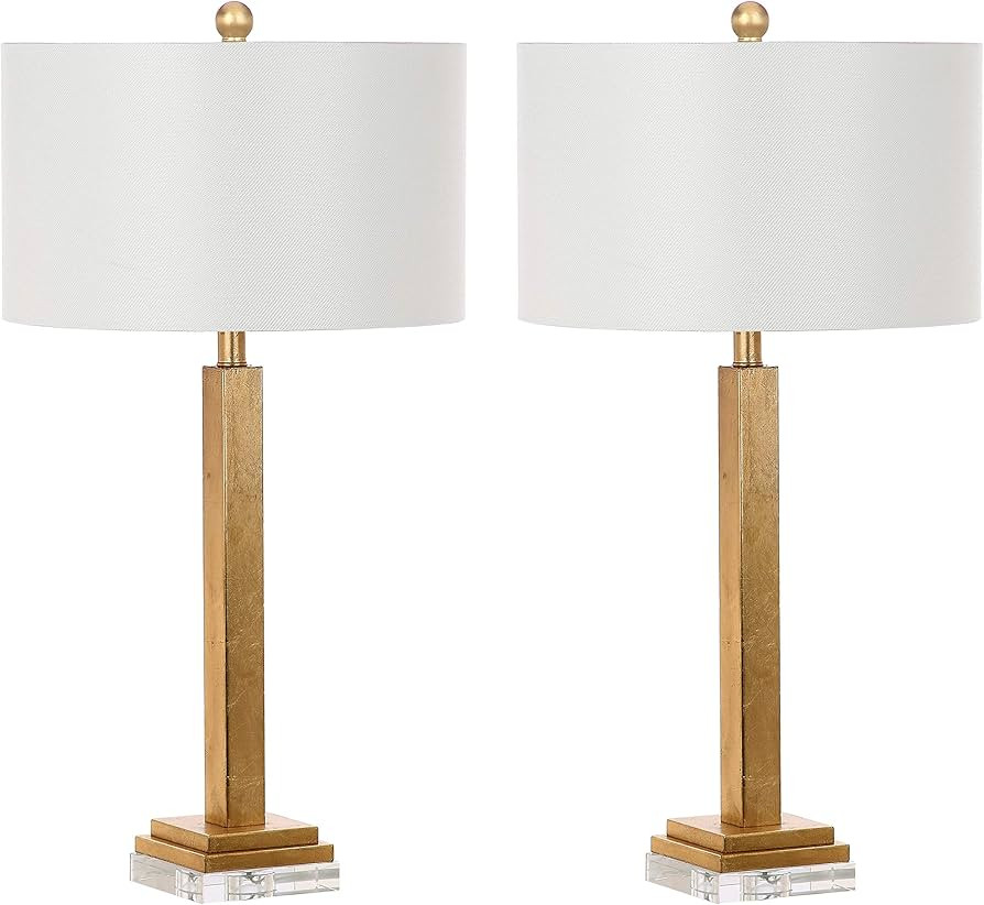 SAFAVIEH Lighting Collection Perri Farmhouse Gold/ Crystal Base 30-inch Bedroom Living Room Home ... | Amazon (US)