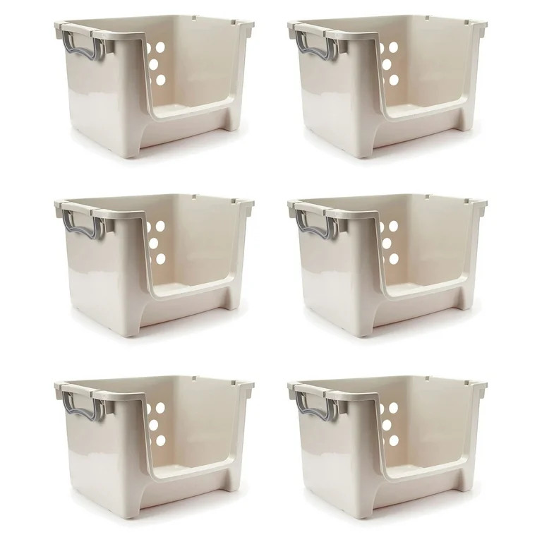 Sterilite Home Organization Stackable Storage Bin Container, Gray (6 Pack) | Walmart (US)
