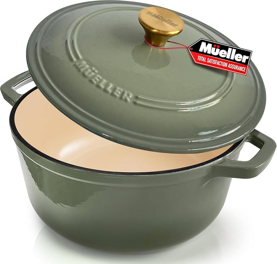 MUELLER HOME 4.5 Quart Enameled Cast Iron Dutch Oven For Sourdough Bread Baking, Heavy-Duty, Oven... | Amazon (US)