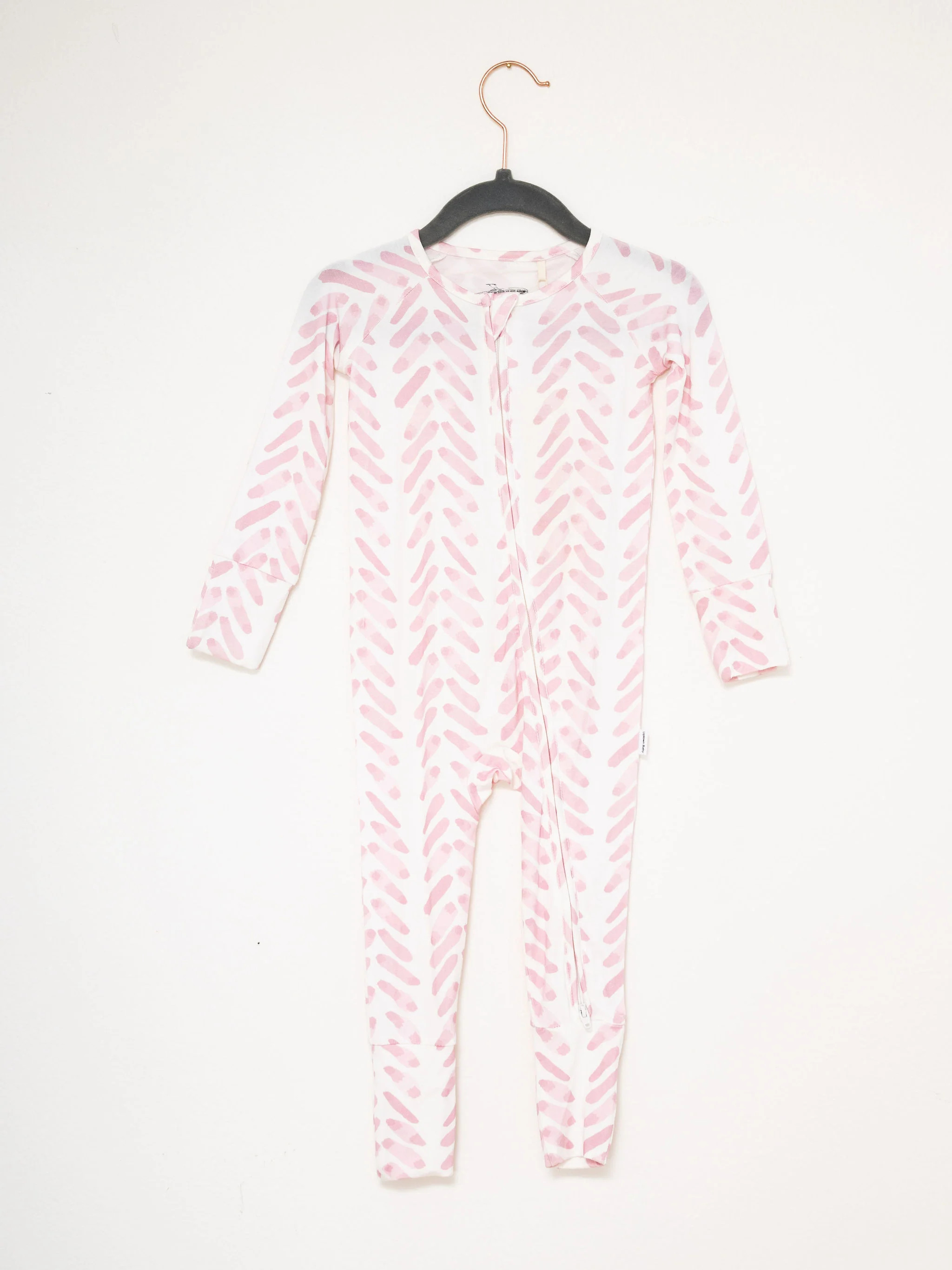 Sleep Romper - Pink Watercolor Leaf | The Uptown Baby