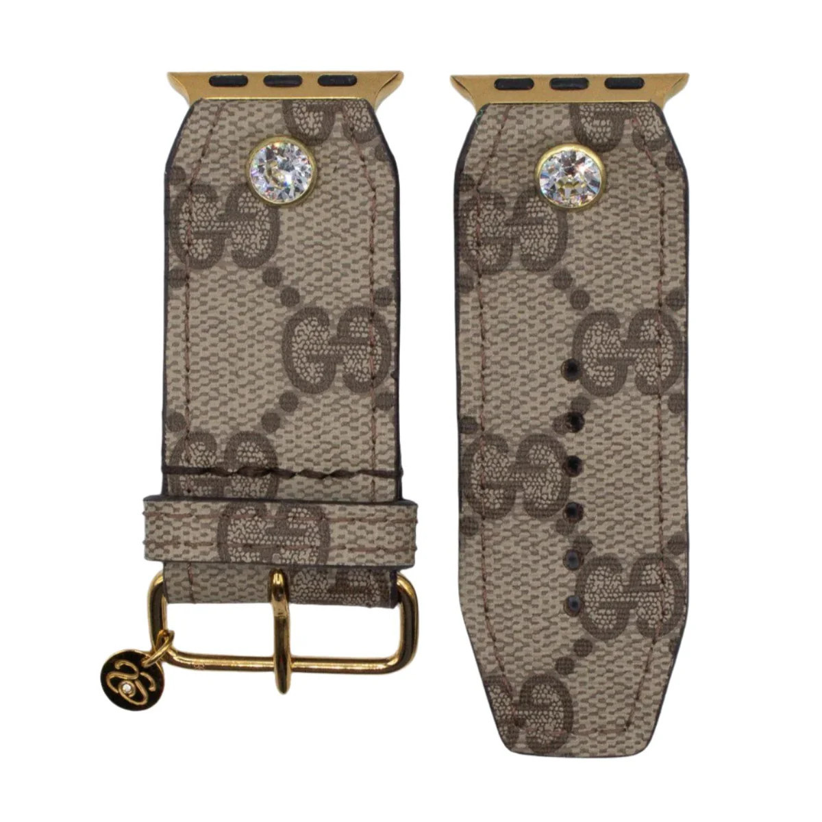 Upcycled Brown Webbed GG with Classic Brown Watchband (Size 1, Apple Watch 38-41mm) | Sparkl