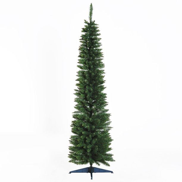 HOMCOM Unlit Slim Noble Fir Hinged Artificial Christmas Tree with Realistic Plastic Branches and ... | Walmart (US)