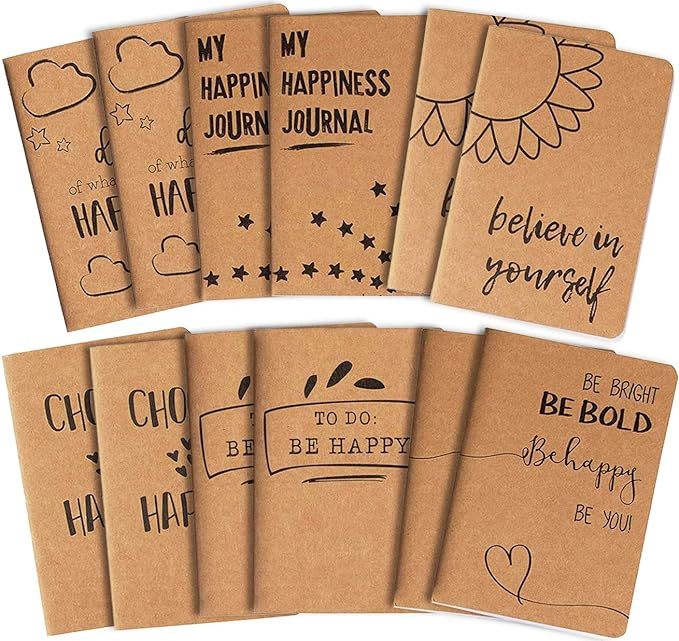 12 Pack Kraft Paper Notebook, Happy Journal (4 x 5.75 in.) | Amazon (US)