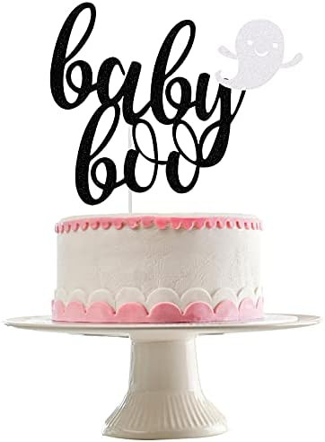 Baby Boo Cake Topper Black Glitter- Halloween Baby Shower Decorations,Here for the Boos Decorations, | Amazon (US)