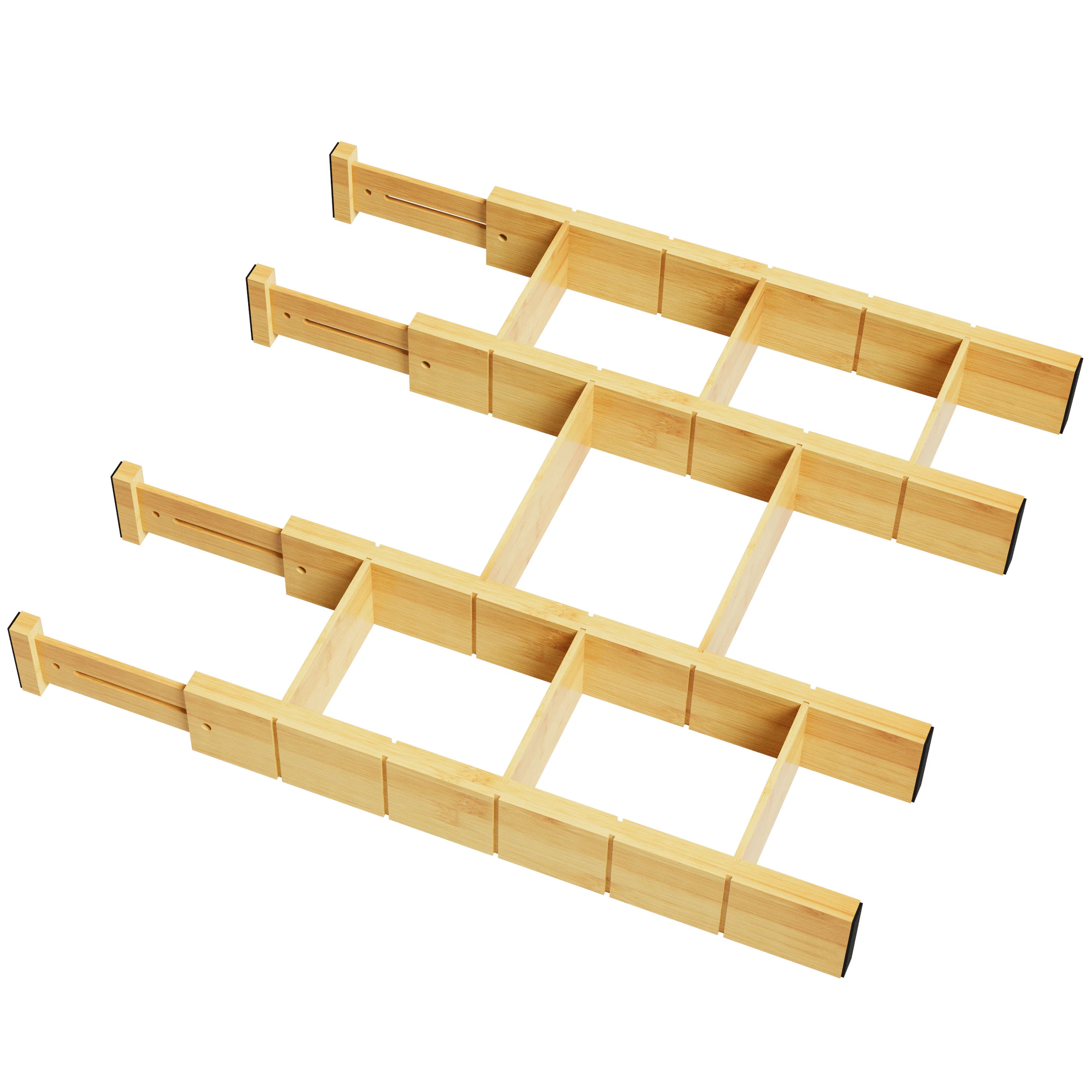 Bamboo Drawer Dividers with Inserts & Labels, 4 Dividers with 9 Inserts, Adjustable Expandable Or... | Wayfair North America