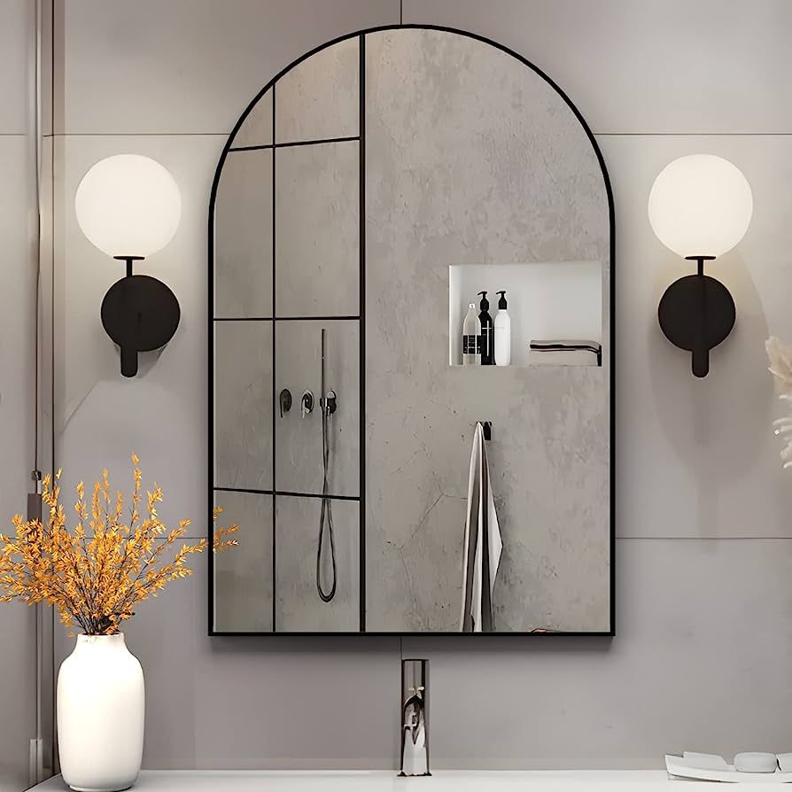 NEUWEABY Wall Mounted Mirror, Arched Wall Mirror for Bathroom, 20"x30" Arch Bathroom Mirror with ... | Amazon (CA)