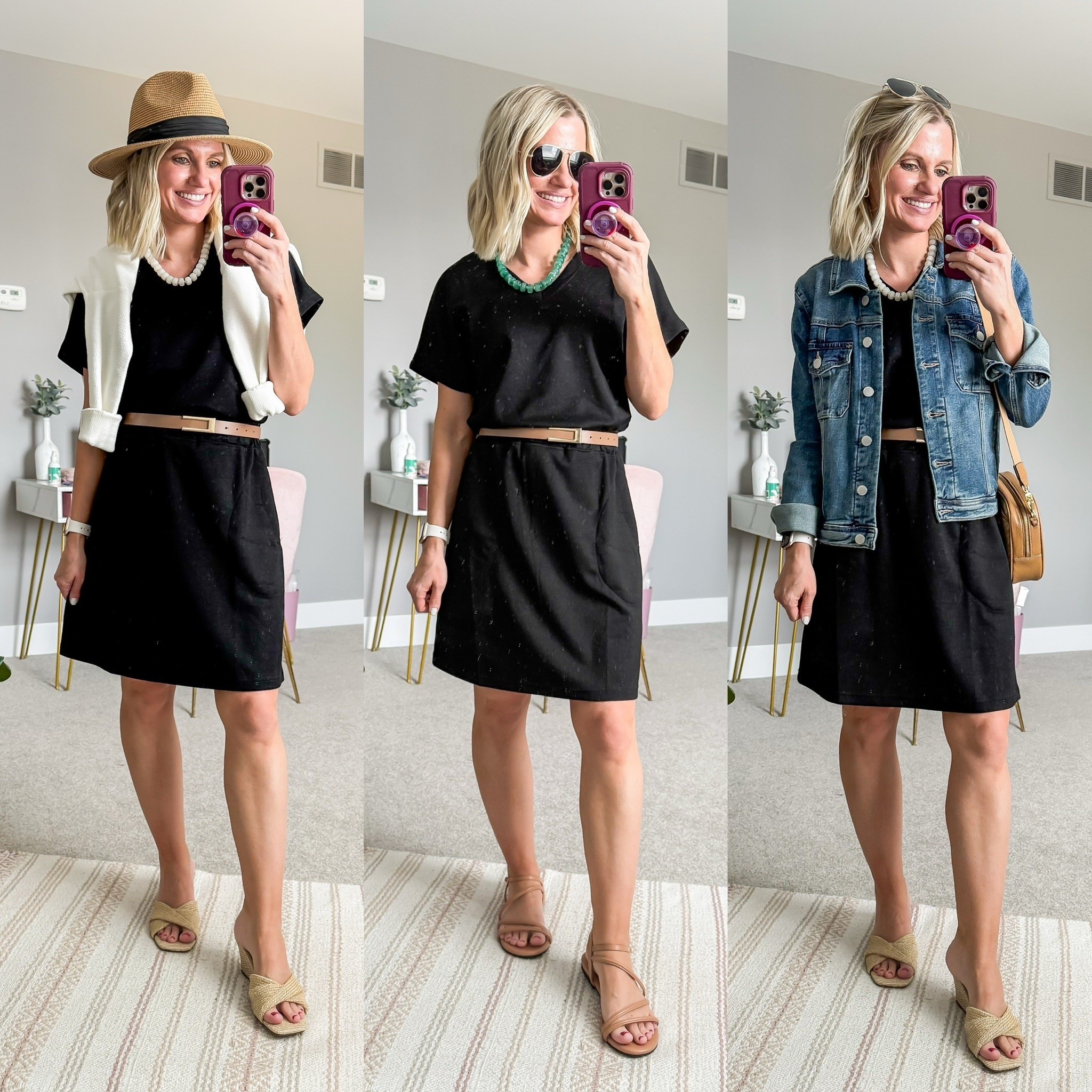 Summer capsule wardrobe for moms. Three outfits with a black dress.

#LTKOver40 #LTKSeasonal #LTKPetite