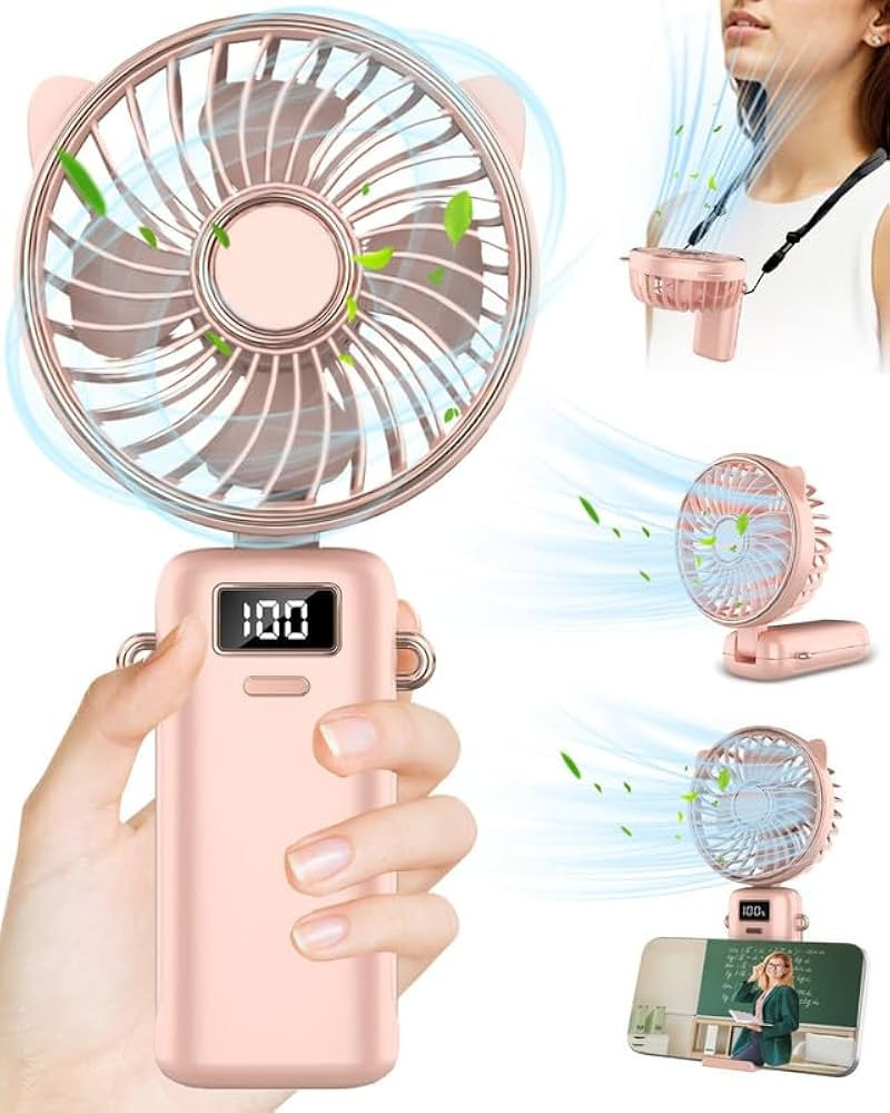 Kouric Portable Fan Handheld Rechargeable,4500mAh,LED Display,12H Long Cooling,4-in-1 Hands-Free ... | Amazon (UK)