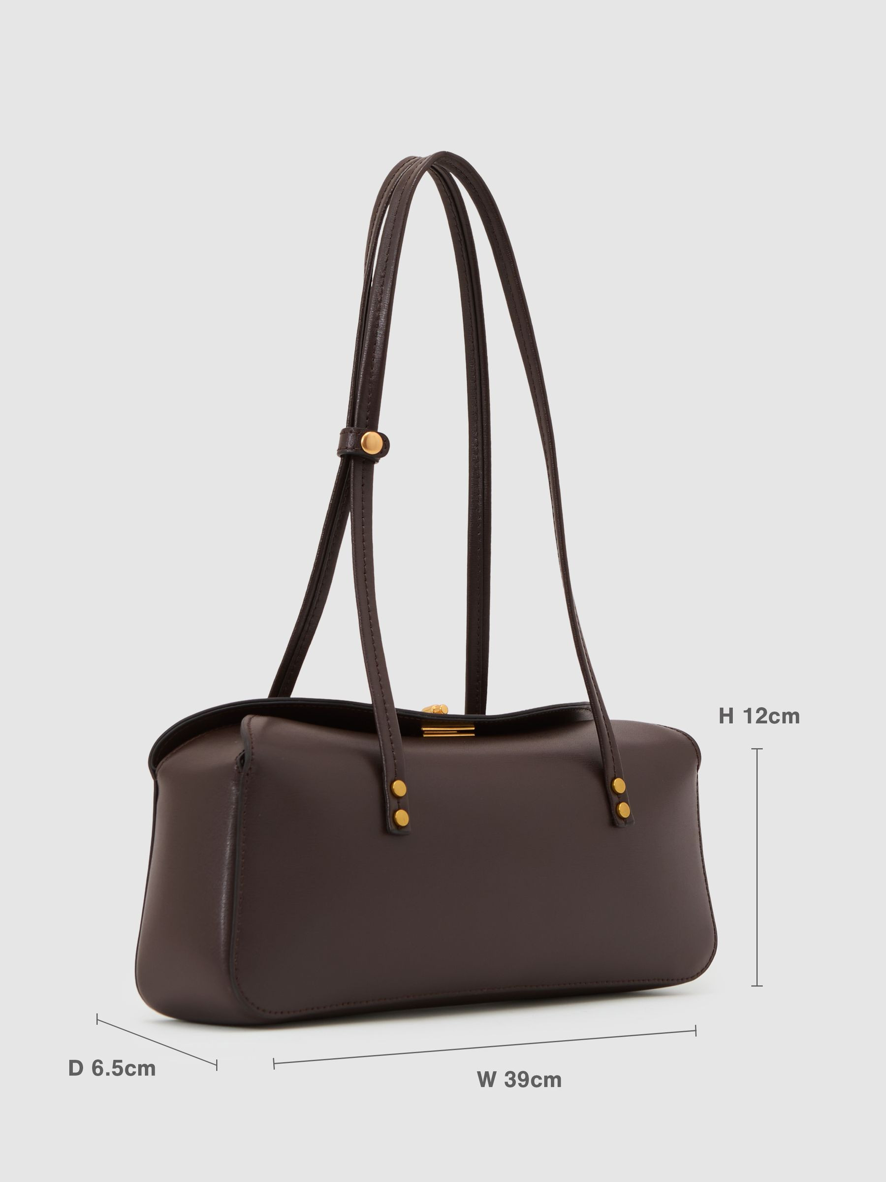 Leather Bowling Shoulder Bag in Chocolate | Reiss UK