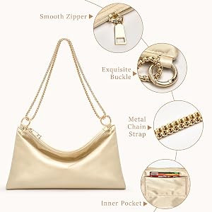 oscaurt Women's Evening Handbag Satin Shoulder Bag Purse for Prom Engagement Cocktail Party Weddi... | Amazon (US)