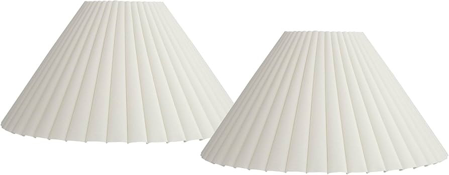 Set of 2 Box Pleat Empire Lamp Shades Antique White Large 6.75" Top x 20.75" Bottom x 10.75" High... | Amazon (US)