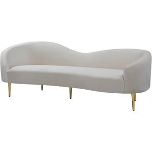 Meridian Furniture Ritz Contemporary Velvet Sofa in Cream | Homesquare