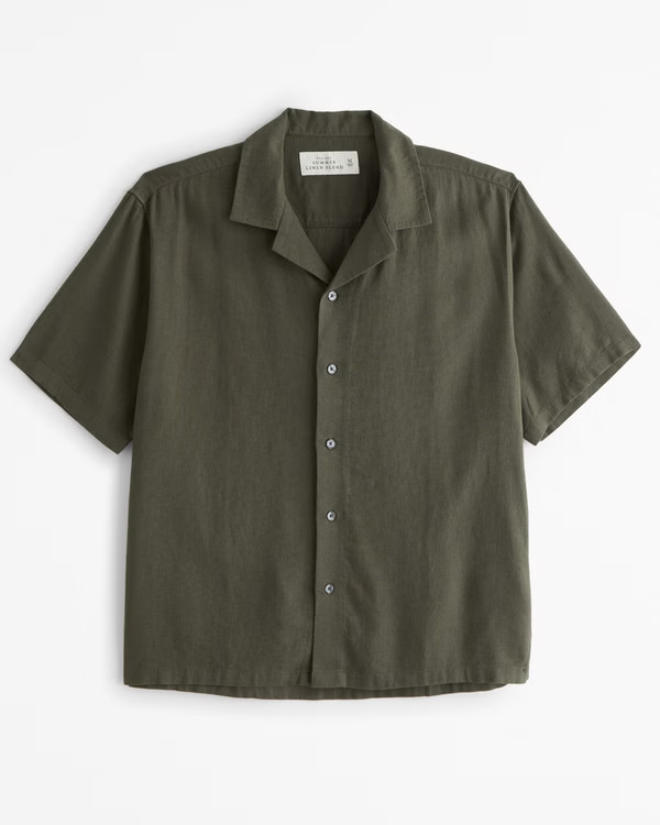 Camp Collar Summer Linen-Blend Shirt | Abercrombie & Fitch (US)