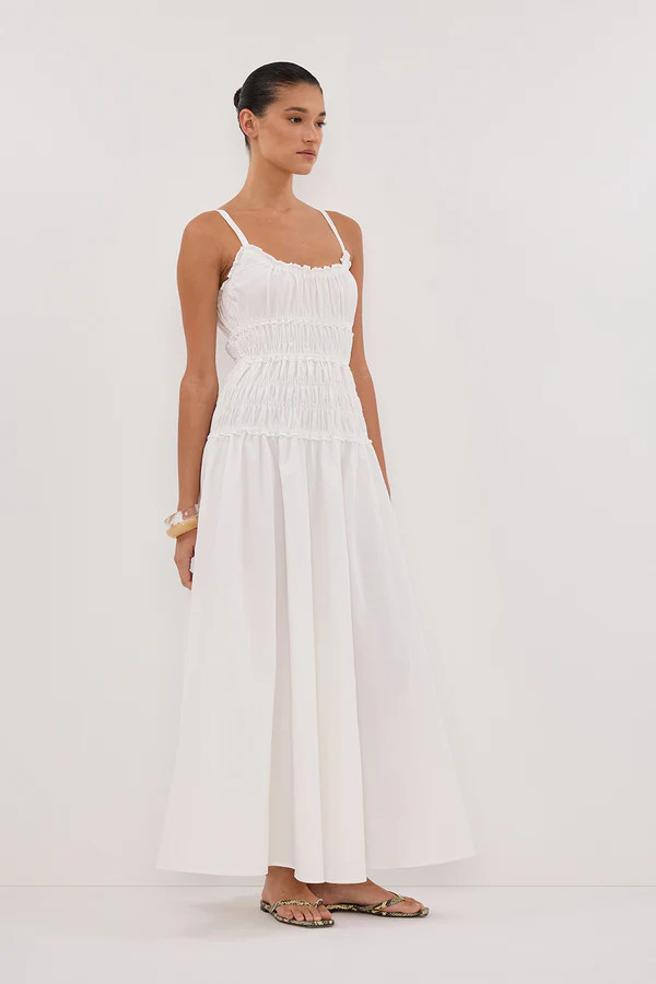 TOBY WHITE COTTON MIDI DRESS | DISSH