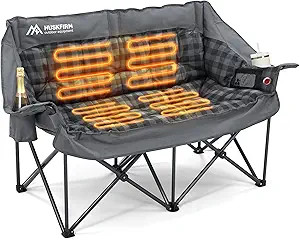 Huskfirm Heated Double Camping Chair, Oversized Camping Loveseat with 4 Heating Zones and 3 Tempe... | Amazon (US)