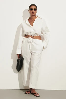 SCOUT WHITE COTTON BARREL LEG PANT | DISSH