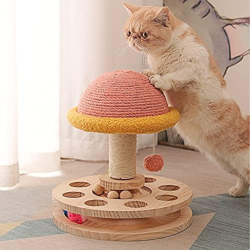 Amazon.com : AGYM Cat Scratching Post with 2 Cat Toys Ball Tracks, Natural Sisal and Wood, Intera... | Amazon (US)