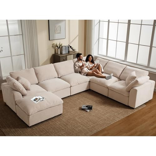 VEPXXP Oversized Modular Sectional Sofa Couch, Large 7 Seater Corner Sofa Modern U Shaped Sectional Couch with Ottoman Cloud Couches for Living Room, Office, Spacious Space | Amazon (US)