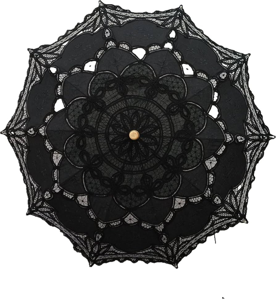 Handmade Black Lace Parasol Umbrella Wedding Bridal 30 Inch Adult Size | Amazon (US)