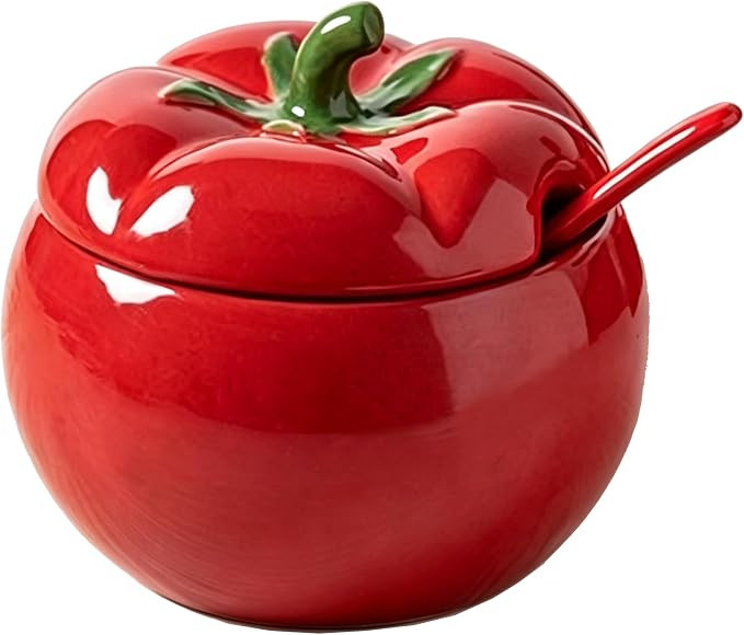 123Arts Sugar Bowl Tomato Ceramic Spice Jar Storage Jar with Spoon | Amazon (US)