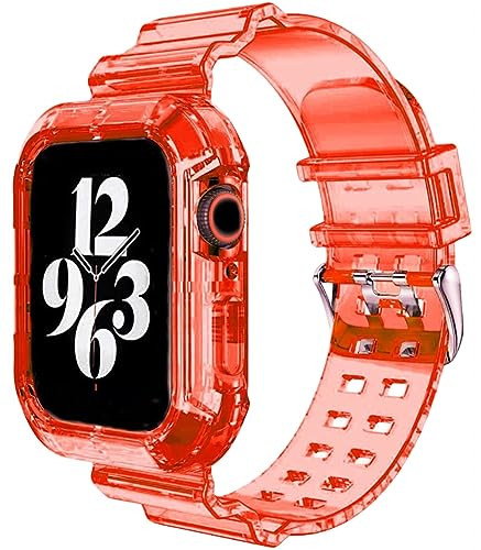 Wrist-B Sport Bands Compatible for Apple Watch Band 38mm 40mm 41mm 42mm 44mm 45mm 46mm 49mm TPU Clear Straps Compatible for iWatch Apple Watch Series 10 9 8 7 6 5 4 3 Ultra 2 1 SE Women Men | Amazon (US)