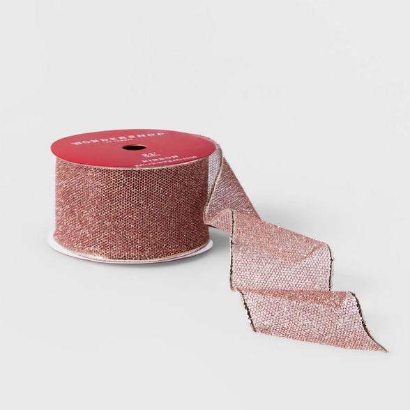 2.5" Glitter Net Ribbon Pink 21ft - Wondershop™ | Target