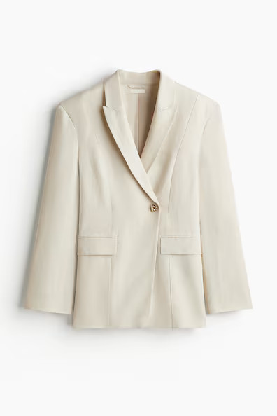 H & M - Linen-blend blazer - Beige | H&M (UK, MY, IN, SG, PH, TW, HK)