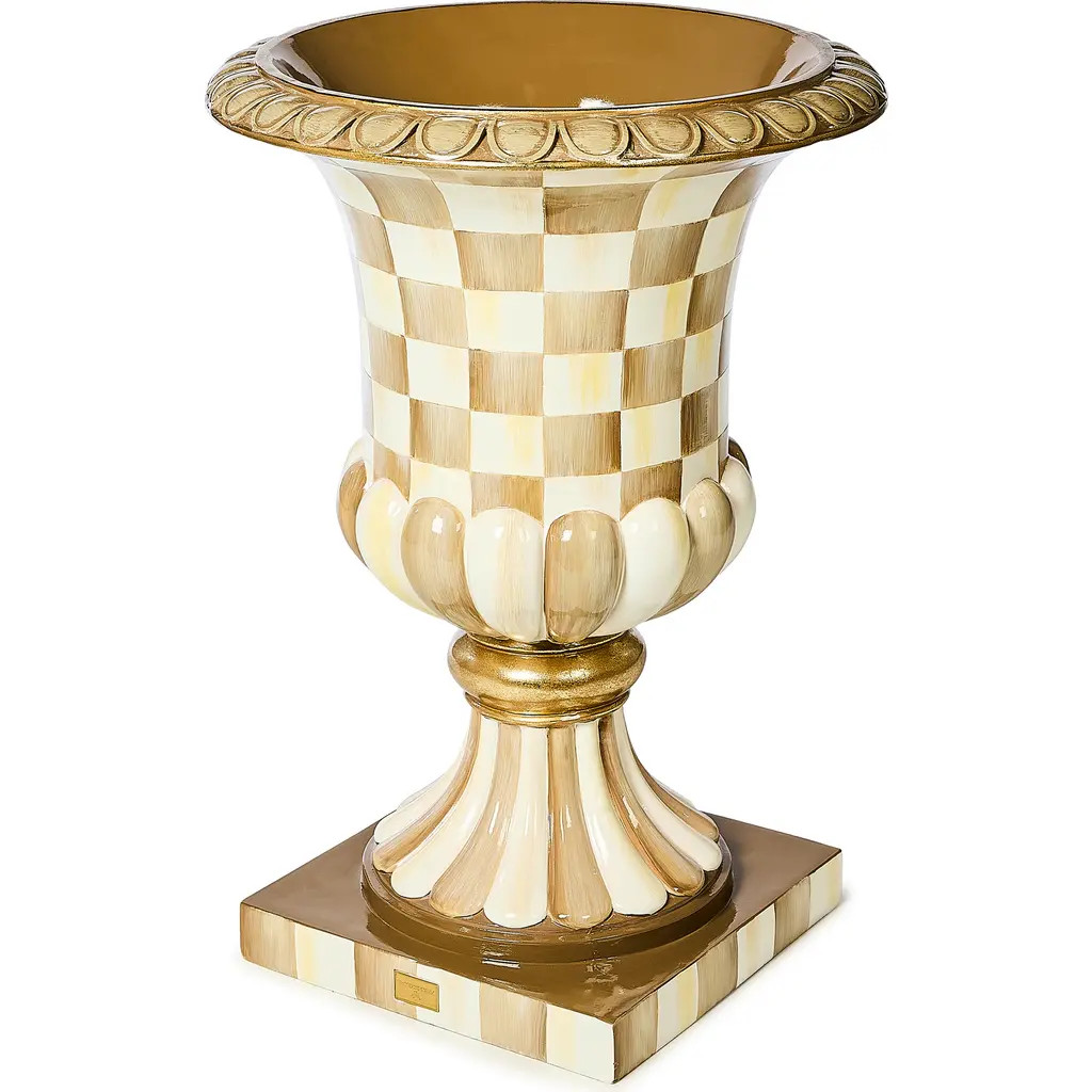 MACKENZIE CHILDS Mocha Check Pedestal Urn at Nordstrom | Nordstrom
