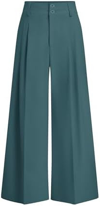 PRETTYGARDEN Womens Spring Wide Leg Palazzo Pants 2026 Trendy Loose Button High Waist Pleated Wor... | Amazon (US)